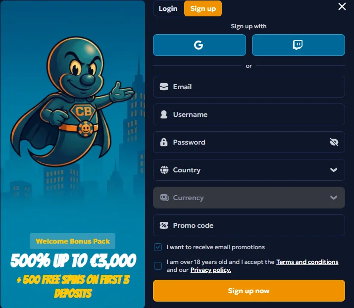 Casperbets Casino Registration